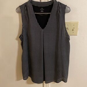 Women’s top, size Large, color is black & gray pinstripes